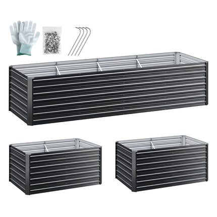 Green Fingers 2-in-1 Raised Garden Bed Kit, 320cm/160cm| 77cm Extra Deep Ergonomic Planter Box | Protect Your Back | Galvanised Steel Vegetable Flower Pot for Outdoor Garden | Includes Gloves & Pegs.