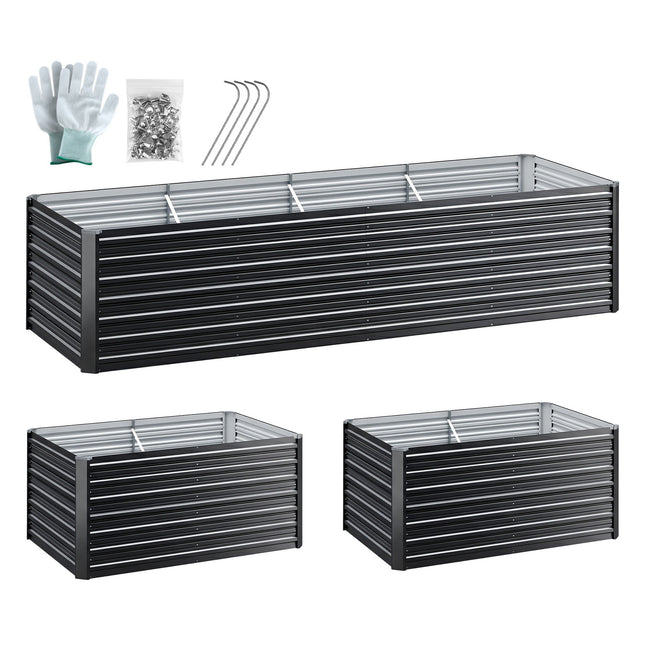 Green Fingers 2-in-1 Raised Garden Bed Kit, 320cm/160cm| 77cm Extra Deep Ergonomic Planter Box | Protect Your Back | Galvanised Steel Vegetable Flower Pot for Outdoor Garden | Includes Gloves & Pegs.