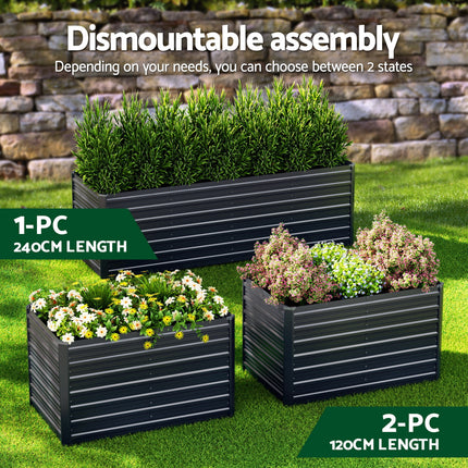 Green Fingers 2-in-1 Raised Garden Bed Kit, 320cm/160cm| 77cm Extra Deep Ergonomic Planter Box | Protect Your Back | Galvanised Steel Vegetable Flower Pot for Outdoor Garden | Includes Gloves & Pegs.