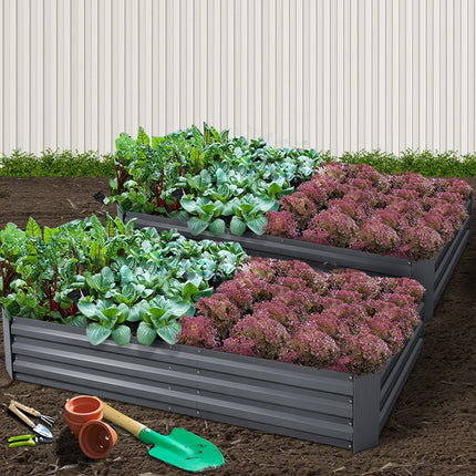 Green Fingers 2x Garden Bed 210x90cm Planter Box Raised Container Galvanised Herb.