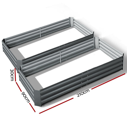Green Fingers 2x Garden Bed 210x90cm Planter Box Raised Container Galvanised Herb.