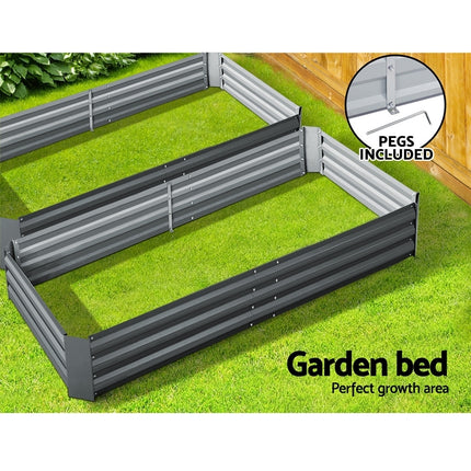 Green Fingers 2x Garden Bed 210x90cm Planter Box Raised Container Galvanised Herb.
