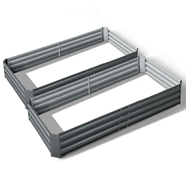 Green Fingers 2x Garden Bed 210x90cm Planter Box Raised Container Galvanised Herb.