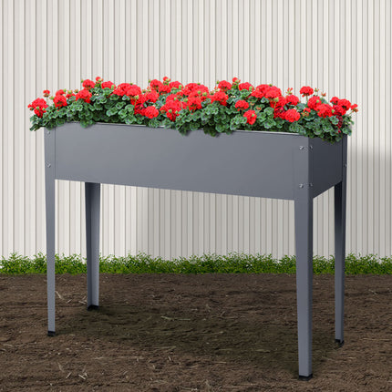 Green Fingers Garden Bed Elevated 100X80X30cm Planter Box Container Galvanised.