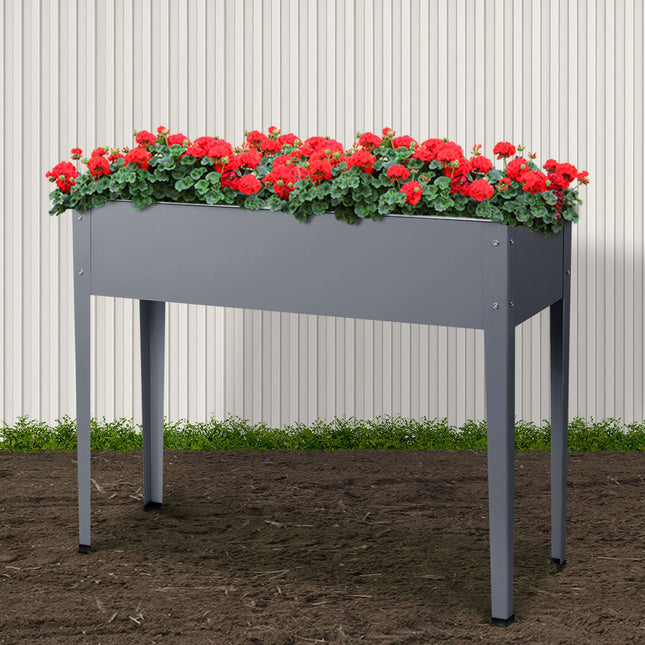 Green Fingers Garden Bed Elevated 100X80X30cm Planter Box Container Galvanised.