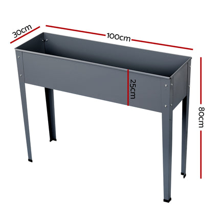 Green Fingers Garden Bed Elevated 100X80X30cm Planter Box Container Galvanised.