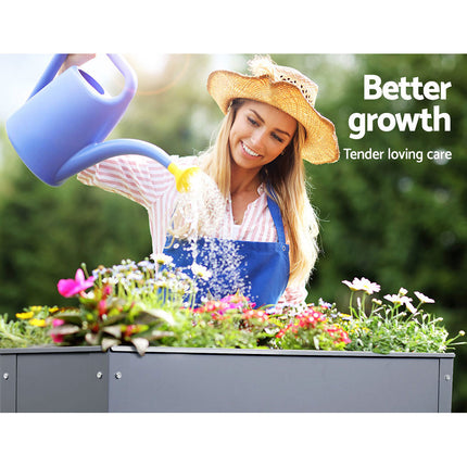Green Fingers Garden Bed Elevated 100X80X30cm Planter Box Container Galvanised.