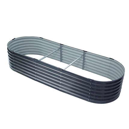 Green Fingers Garden Bed 240X80X42cm Oval Planter Box Raised Container Galvanised.