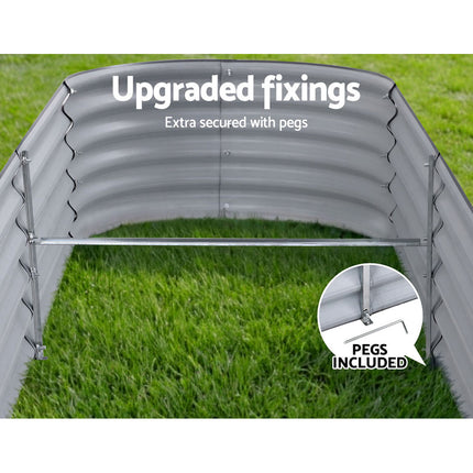 2x Raised Green Fingers Garden Bed 240X80X42cm Oval Planter Box Container Galvanised.
