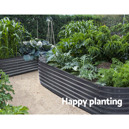 2x Raised Green Fingers Garden Bed 240X80X42cm Oval Planter Box Container Galvanised.