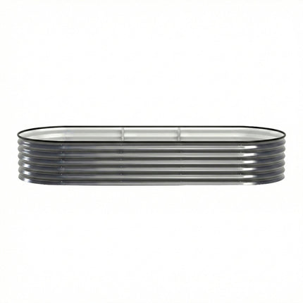 Green Fingers 3 Pcs Raised Garden Bed Kit Oval Galvanized Steel Planter Boxes 240x80x42cm, Heavy Duty Metal Elevated Garden Bed for Vegetables Flowers Herbs, with Safety Edging, Gloves & Pegs Included.