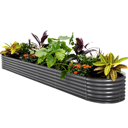 Green Fingers Garden Bed 320X80X42cm Oval Planter Box Raised Container Galvanised.