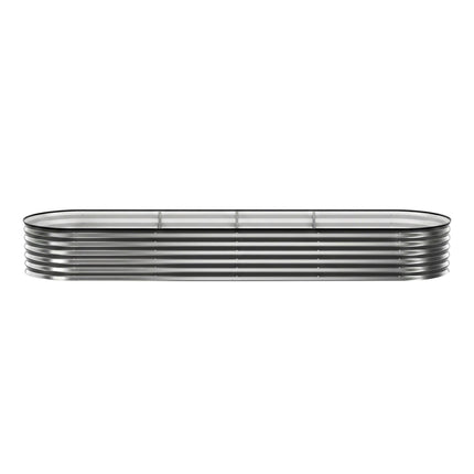 Green Fingers 4 Pcs Raised Garden Bed Kit Oval Galvanized Steel Planter Boxes 320x80x42cm, Heavy Duty Metal Elevated Garden Bed for Vegetables Flowers Herbs, with Safety Edging, Gloves & Pegs Included.