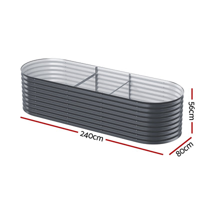 Green Fingers Garden Bed 240X80X56cm Oval Planter Box.