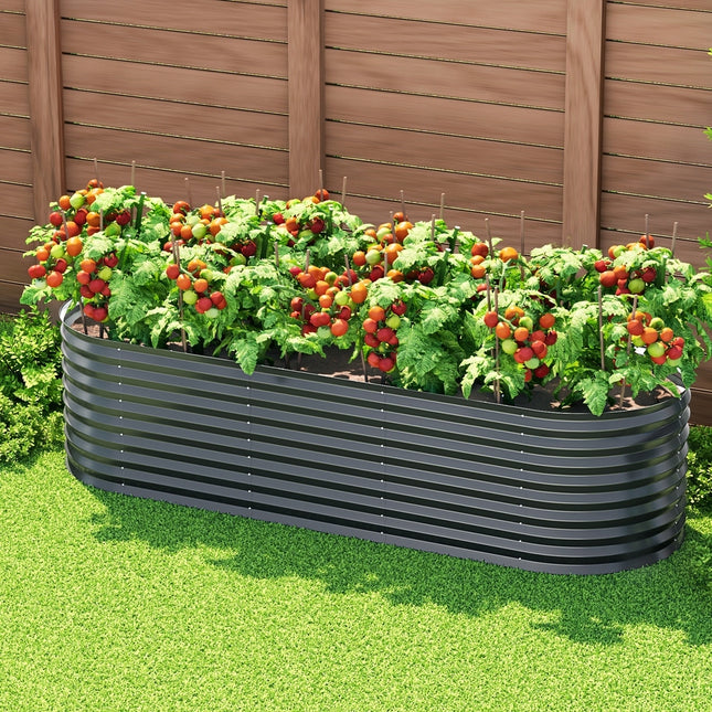 Green Fingers Garden Bed 240X80X56cm Oval Planter Box.