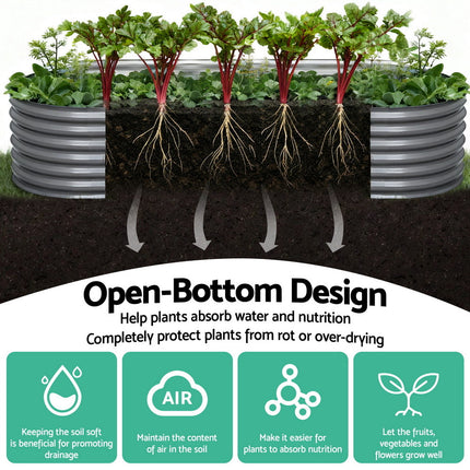Green Fingers Garden Bed 240X80X56cm Oval Planter Box.