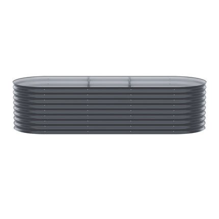 x2 Green Fingers Raised Garden Bed Kit Planter Oval Galvanised Steel 240cmX80cmX56cm.