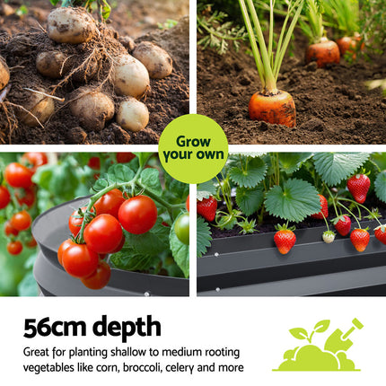 x2 Green Fingers Raised Garden Bed Kit Planter Oval Galvanised Steel 240cmX80cmX56cm.