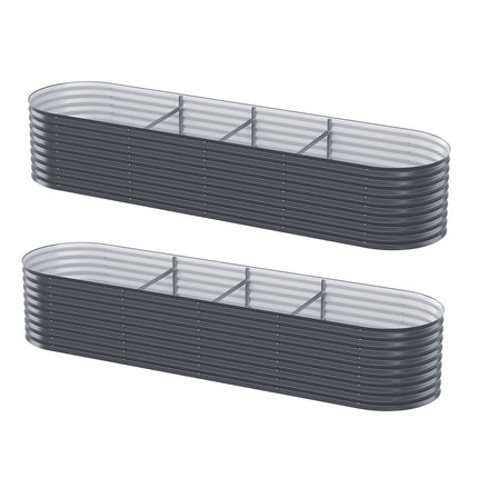 2x Green Fingers Raised Garden Bed 320X80X56cm Oval Planter Box.