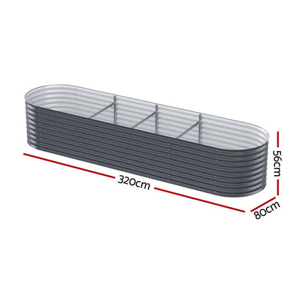 2x Green Fingers Raised Garden Bed 320X80X56cm Oval Planter Box.