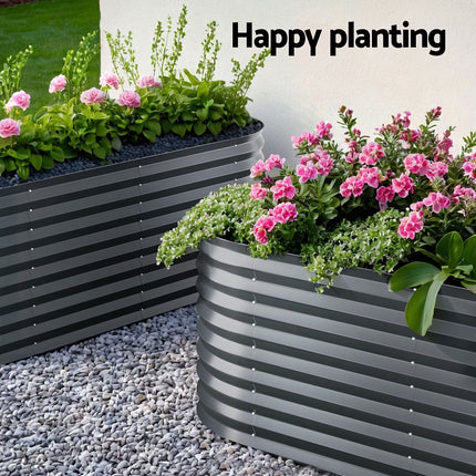 2x Green Fingers Raised Garden Bed 320X80X56cm Oval Planter Box.