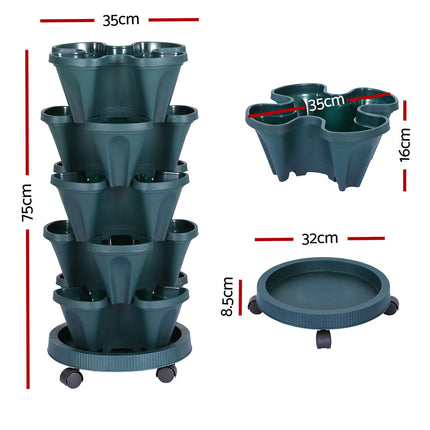 Green Fingers Garden Bed 5 Tier Vertical Garden Strawberry Stackable Planters Herbs Petunias.