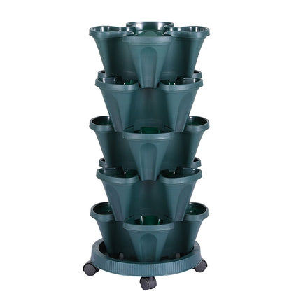 Green Fingers Garden Bed 5 Tier Vertical Garden Strawberry Stackable Planters Herbs Petunias.