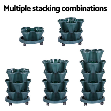 Green Fingers Garden Bed 5 Tier Vertical Garden Strawberry Stackable Planters Herbs Petunias.