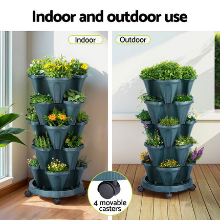 Green Fingers Garden Bed 5 Tier Vertical Garden Strawberry Stackable Planters Herbs Petunias.