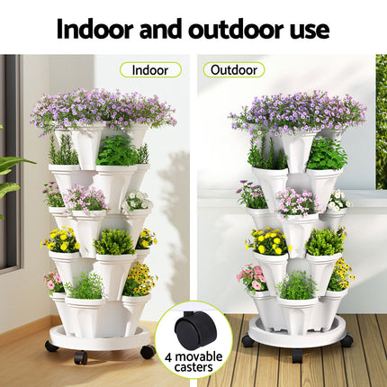 Green Fingers Garden Bed 5 Tier Vertical Garden Strawberry Stackable Planters Herbs Petunias.