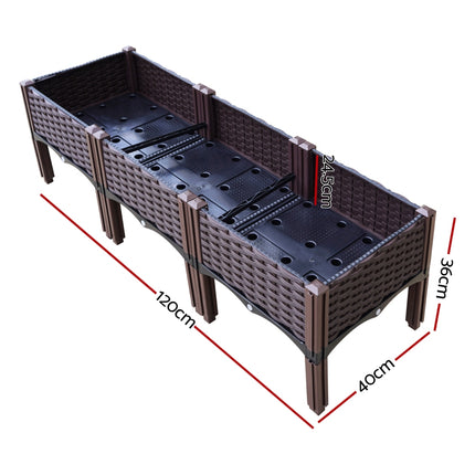 Green Fingers Garden Bed 120x40x36cm PP Planter Box Raised Container Growing Herb.