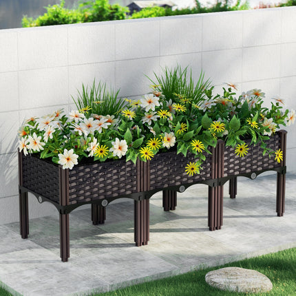 Green Fingers Garden Bed 120x40x36cm PP Planter Box Raised Container Growing Herb.