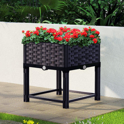 Green Fingers Garden Bed 40x40x23cm PP Planter Box Raised Container Growing Herb.