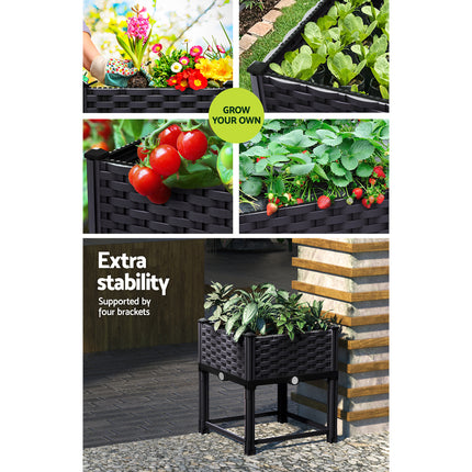 Green Fingers Garden Bed 40x40x23cm PP Planter Box Raised Container Growing Herb.