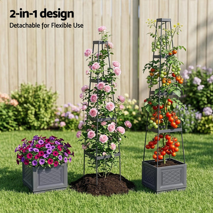 Green Fingers Self Watering Planter with Trellis Adjustable Height Modular Tomato Box 4 Layer 140cm.
