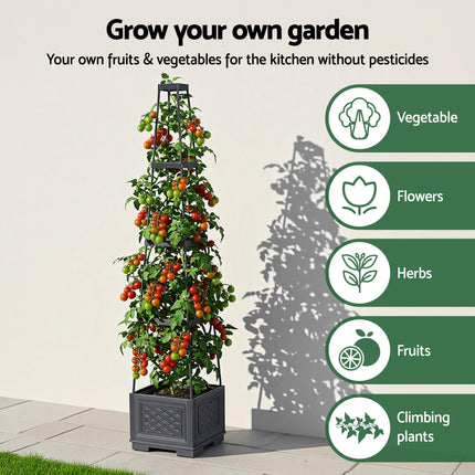 Green Fingers Self Watering Planter with Trellis Adjustable Height Modular Tomato Box 4 Layer 140cm.
