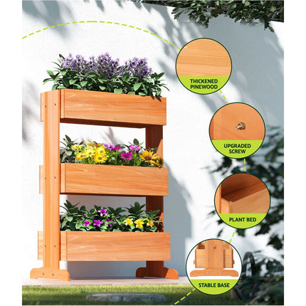 Green Fingers Garden Bed 40x40x23cm PP Planter Box Raised Container Growing Herb.
