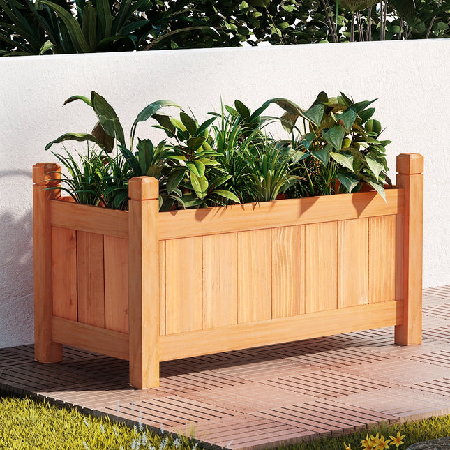 Green Fingers Garden Bed 60x30x33cm Wooden Planter Box Raised Container Growing.