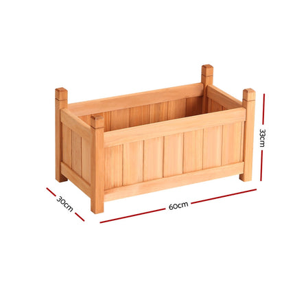 Green Fingers Garden Bed 60x30x33cm Wooden Planter Box Raised Container Growing.