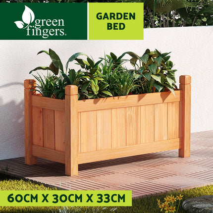 Green Fingers Garden Bed 60x30x33cm Wooden Planter Box Raised Container Growing.