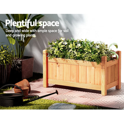Green Fingers Garden Bed 60x30x33cm Wooden Planter Box Raised Container Growing.