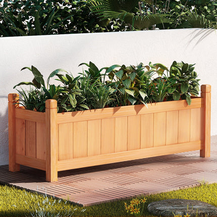 Green Fingers Garden Bed 90x30x33cm Wooden Planter Box Raised Container Growing.