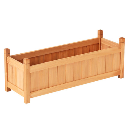 Green Fingers Garden Bed 90x30x33cm Wooden Planter Box Raised Container Growing.
