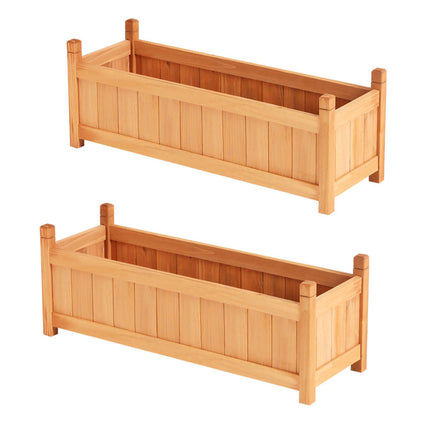 2x Green Fingers Raised Garden Bed 90x30x33cm Wooden Planter Box Raised Container Growing.