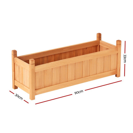 2x Green Fingers Raised Garden Bed 90x30x33cm Wooden Planter Box Raised Container Growing.