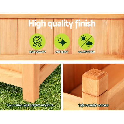 2x Green Fingers Raised Garden Bed 90x30x33cm Wooden Planter Box Raised Container Growing.