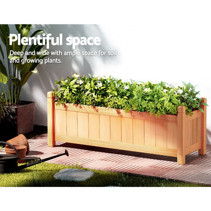 2x Green Fingers Raised Garden Bed 90x30x33cm Wooden Planter Box Raised Container Growing.