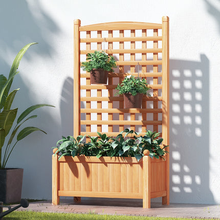 Green Fingers Garden Bed Wooden 64x35x115cm Planter Raised Box Container Trellis.