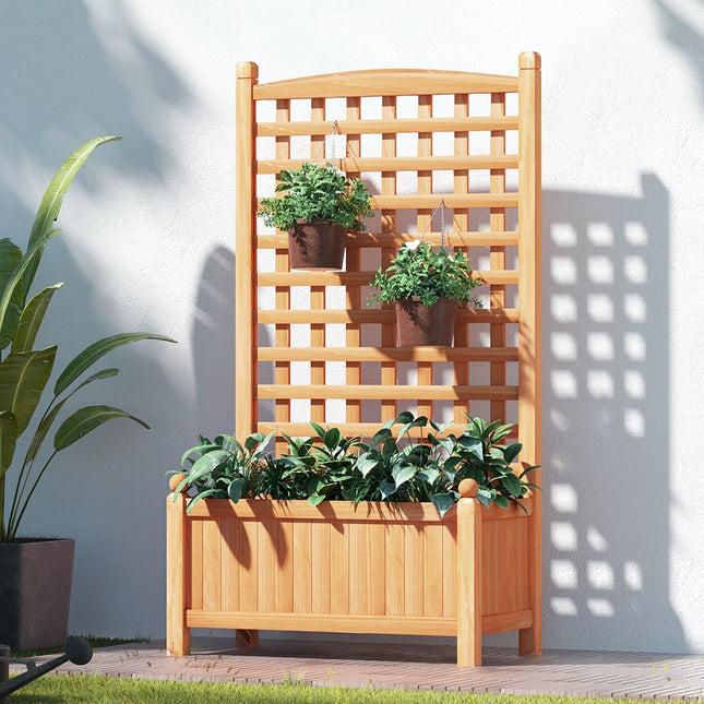 Green Fingers Garden Bed Wooden 64x35x115cm Planter Raised Box Container Trellis.