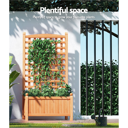 Green Fingers Garden Bed Wooden 64x35x115cm Planter Raised Box Container Trellis.